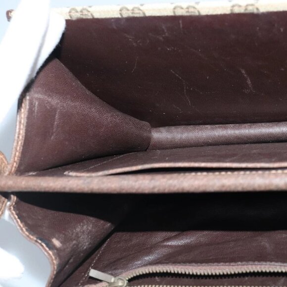 GUCCI GG Supreme Web Sherry Line Shoulder Bag PVC Leather Beige Gold - Picture 14 of 16
